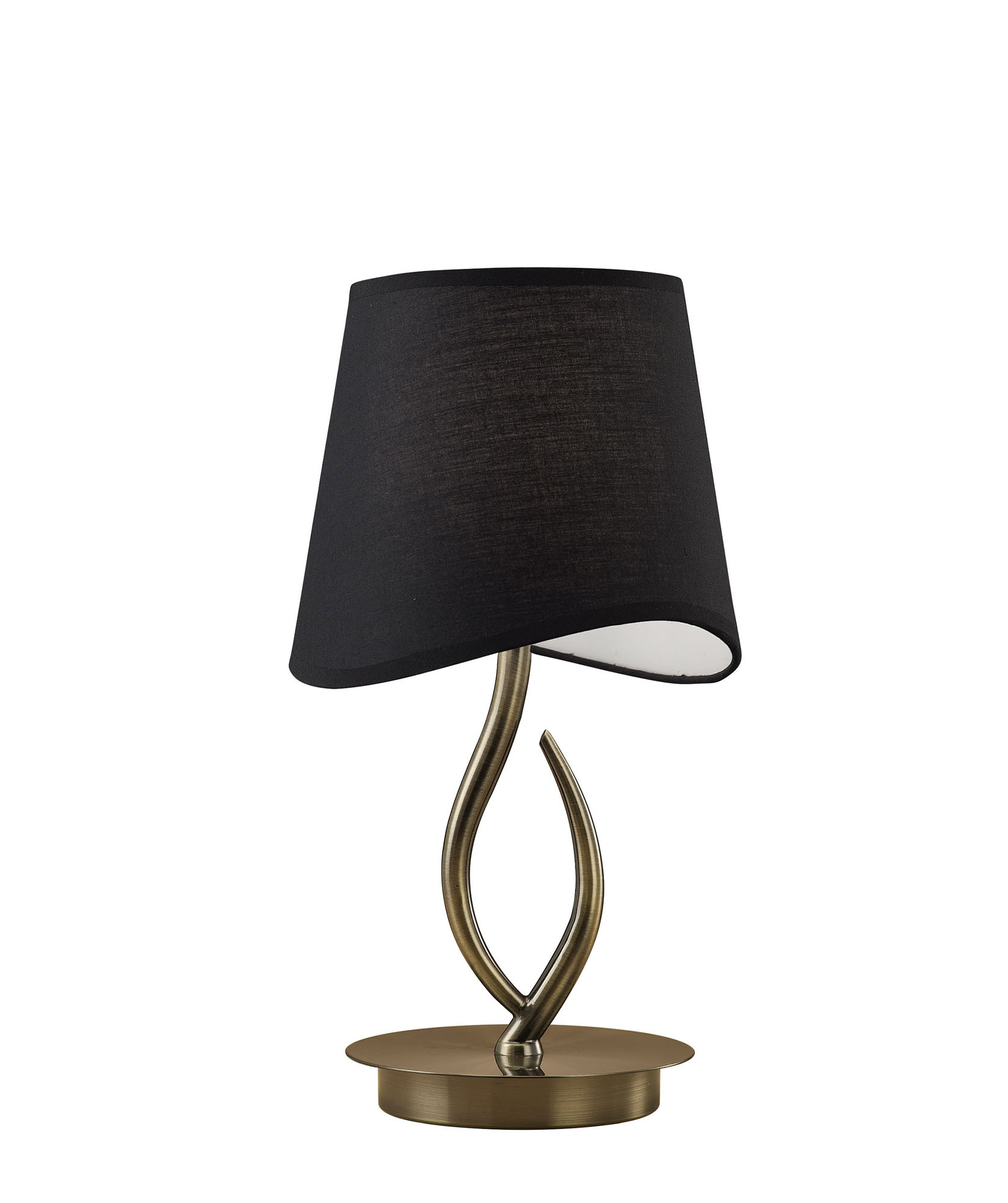 M1925/BS  ## Ninette Table Lamp 1 Light E14 Small; Antique Brass With Black Shade